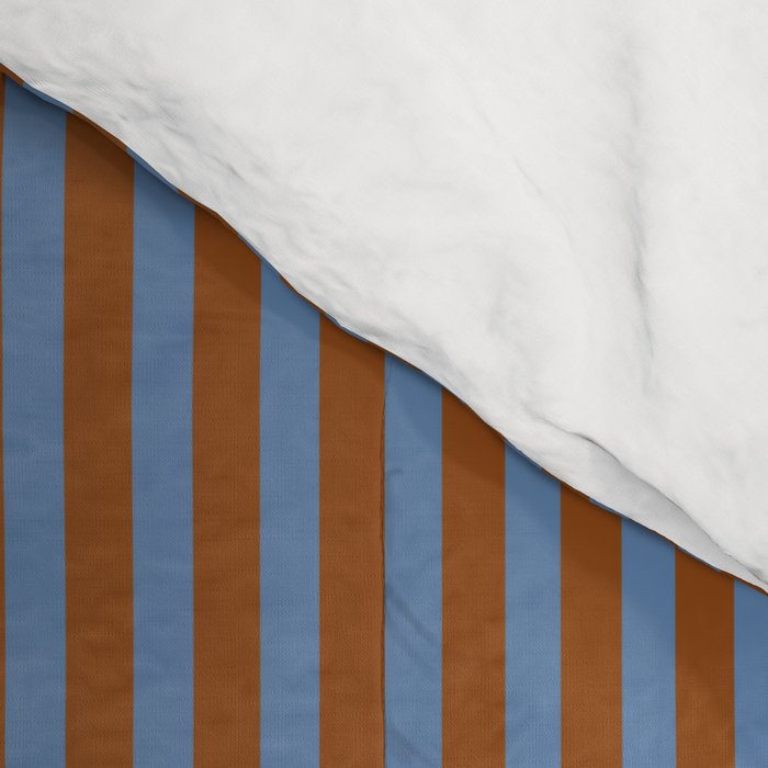 Narrow Stripes Vertical Pattern in Brown and Blue Comforter Gallery Image 4
