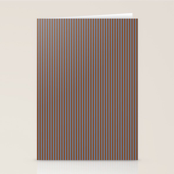 Narrow Stripes Vertical Pattern in Brown and Blue Stationery Card Gallery Image 1
