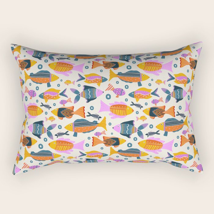 Crafty Maximalist Fish Parade Rectangular Pillow Gallery Image 2