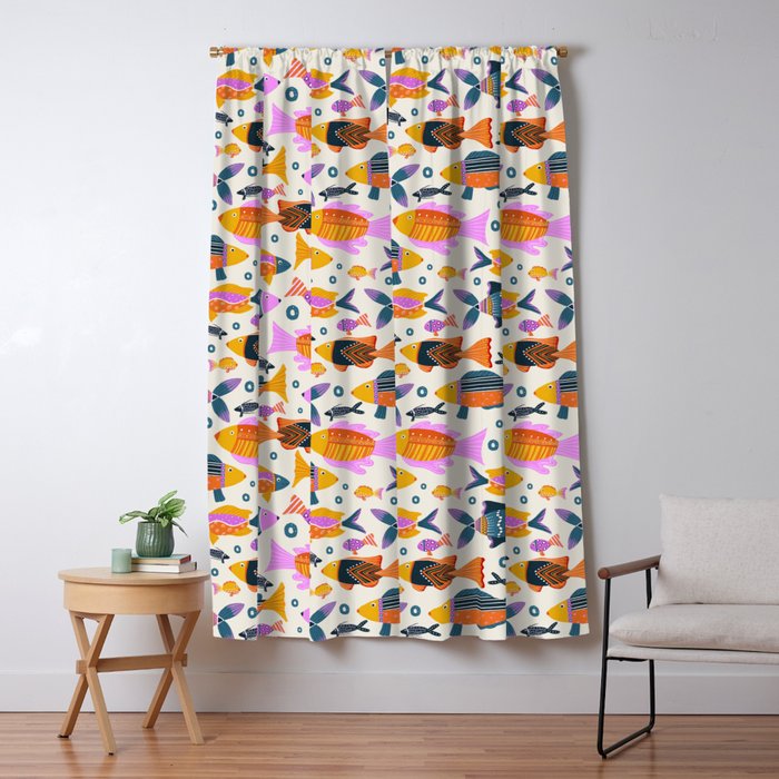 Crafty Maximalist Fish Parade Window Curtain Gallery Image 1