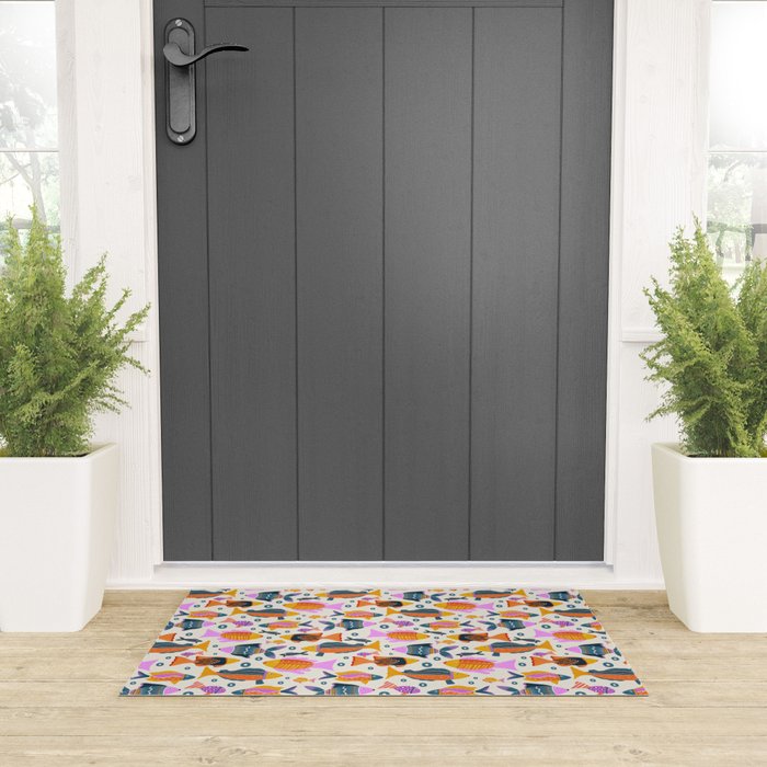 Crafty Maximalist Fish Parade Welcome Mat Gallery Image 3