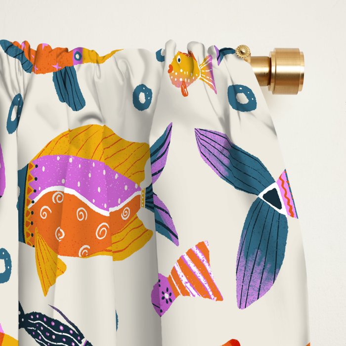 Crafty Maximalist Fish Parade Window Curtain Gallery Image 2