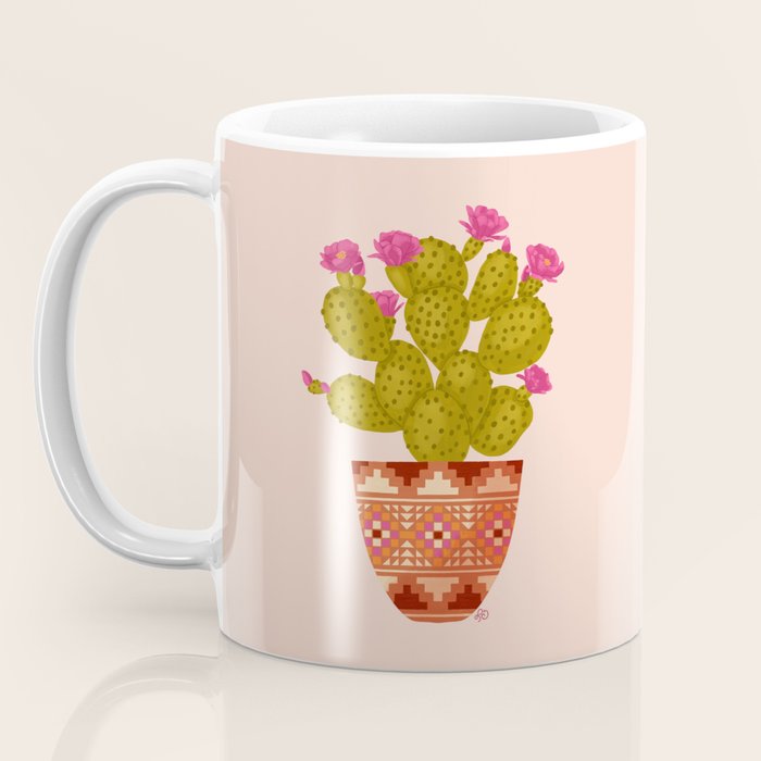 Prickly Pear Cactus in Southwestern Pot Coffee Mug Gallery Image 3