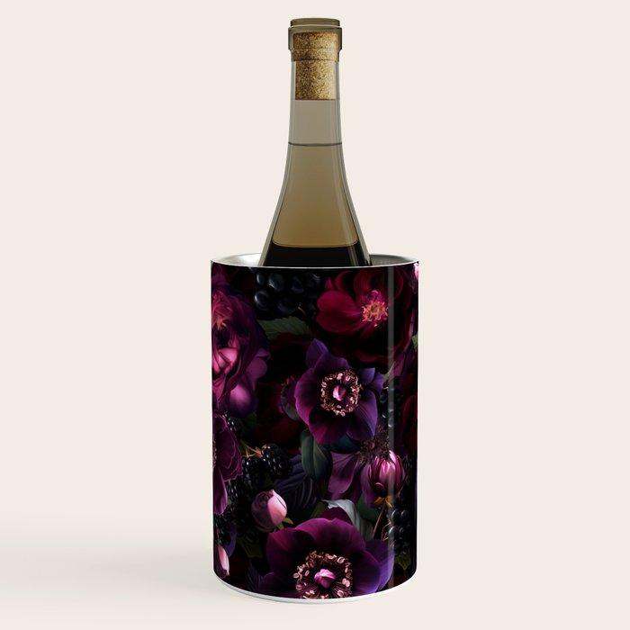 Vintage Spring Night Romanticism: Maximalism Purple Bold Moody Florals - Antiqued burgundy Roses and Peonies Nostalgic Gothic  - Antique Botany Wallpaper and Victorian Goth Mystic inspired Wine Chiller Gallery Image 2