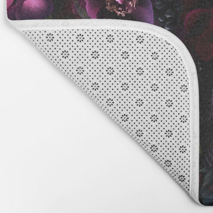 Vintage Spring Night Romanticism: Maximalism Purple Bold Moody Florals - Antiqued burgundy Roses and Peonies Nostalgic Gothic  - Antique Botany Wallpaper and Victorian Goth Mystic inspired Bath Mat Gallery Image 2