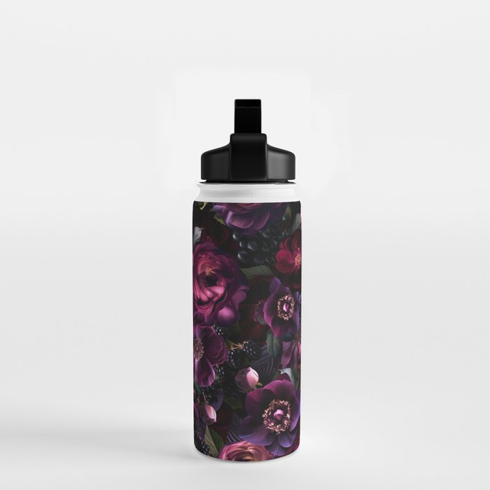 Vintage Spring Night Romanticism: Maximalism Purple Bold Moody Florals - Antiqued burgundy Roses and Peonies Nostalgic Gothic  - Antique Botany Wallpaper and Victorian Goth Mystic inspired Water Bottle Gallery Image 2