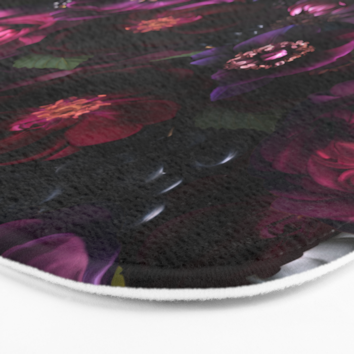 Vintage Spring Night Romanticism: Maximalism Purple Bold Moody Florals - Antiqued burgundy Roses and Peonies Nostalgic Gothic  - Antique Botany Wallpaper and Victorian Goth Mystic inspired Bath Mat Gallery Image 3