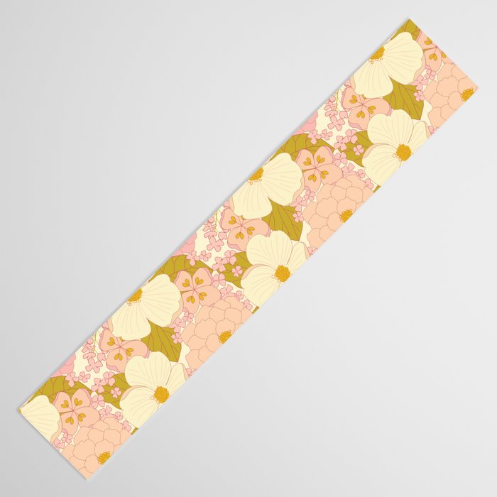 Pink Pastel Vintage Floral Pattern Table Runner Gallery Image 3
