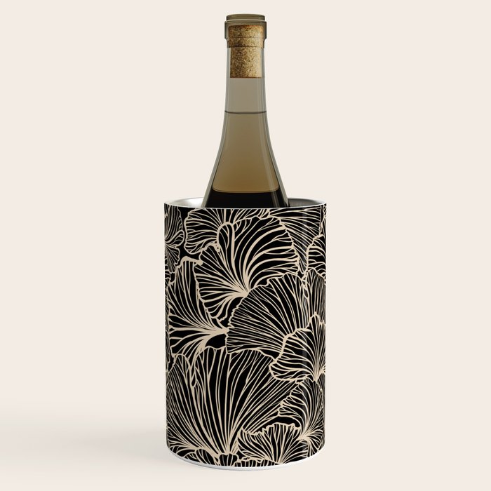 Decorative Leaf Pattern, Floral Prints, Cream and Black Wine Chiller Gallery Image 3