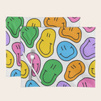 Colorful smiling happy face cartoon pattern Placemat Gallery Image 1