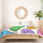 Colorful smiling happy face cartoon pattern Duvet Cover Gallery Image 3