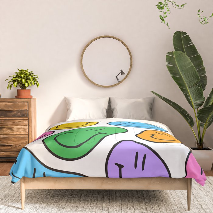 Colorful smiling happy face cartoon pattern Comforter Gallery Image 3