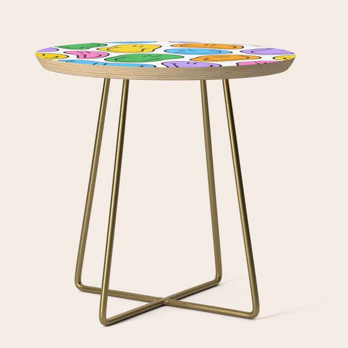 Colorful smiling happy face cartoon pattern Side Table Gallery Image 1