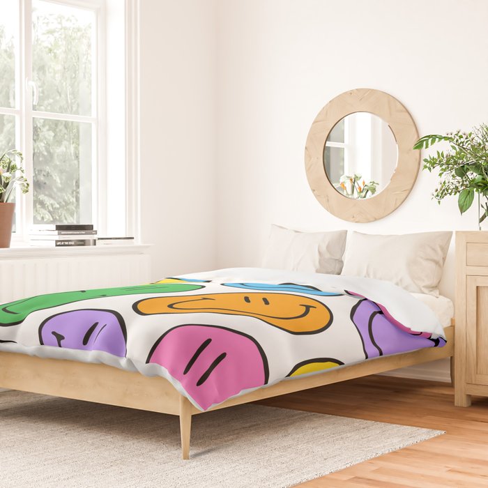 Colorful smiling happy face cartoon pattern Duvet Cover Gallery Image 2