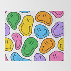 Colorful smiling happy face cartoon pattern Throw Blanket Gallery Image 2