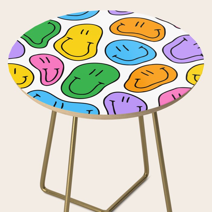 Colorful smiling happy face cartoon pattern Side Table Gallery Image 2