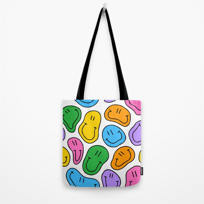 Colorful smiling happy face cartoon pattern Tote Bag Gallery Image 2