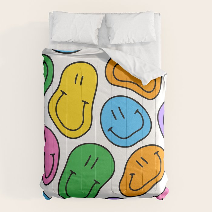 Colorful smiling happy face cartoon pattern Comforter Gallery Image 1