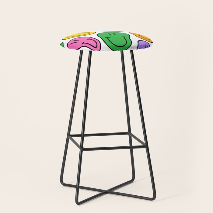 Colorful smiling happy face cartoon pattern Stool Gallery Image 1