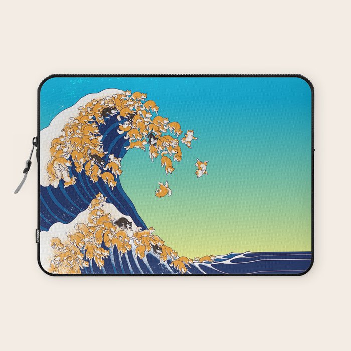 Shiba Inu in Great Wave Laptop Sleeve Gallery Image 1
