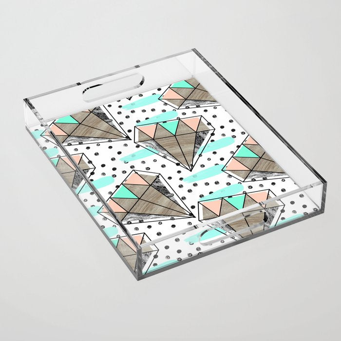 Colored diamonds and texture A Acrylic Tray Gallery Image 1