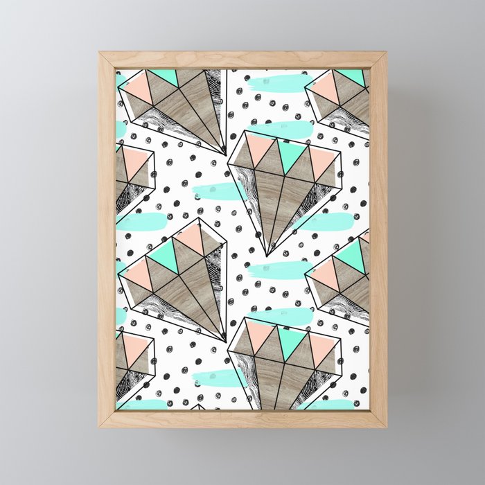Colored diamonds and texture A Mini Art Print Gallery Image 1