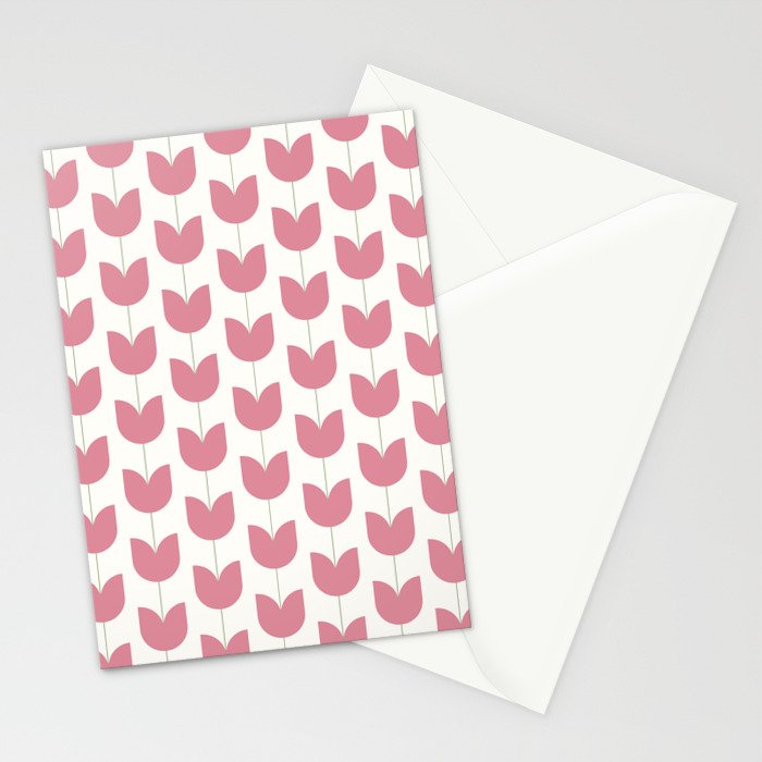 Spring Tulips VII Pink Mid Century Flowers Stationery Card Gallery Image 2