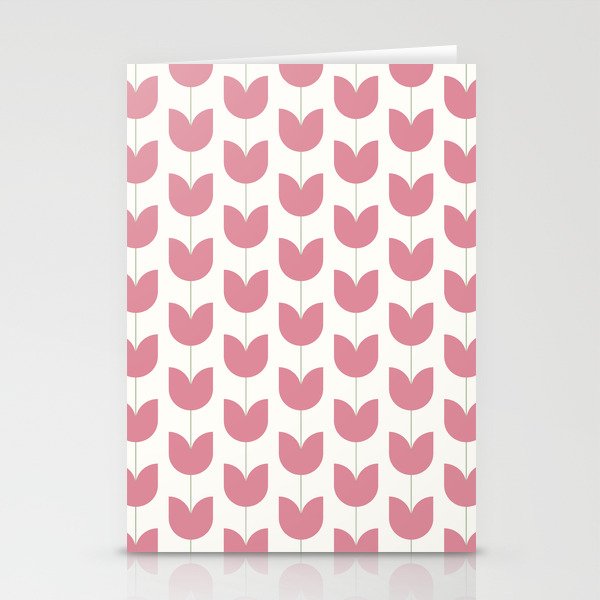 Spring Tulips VII Pink Mid Century Flowers Stationery Card Gallery Image 1