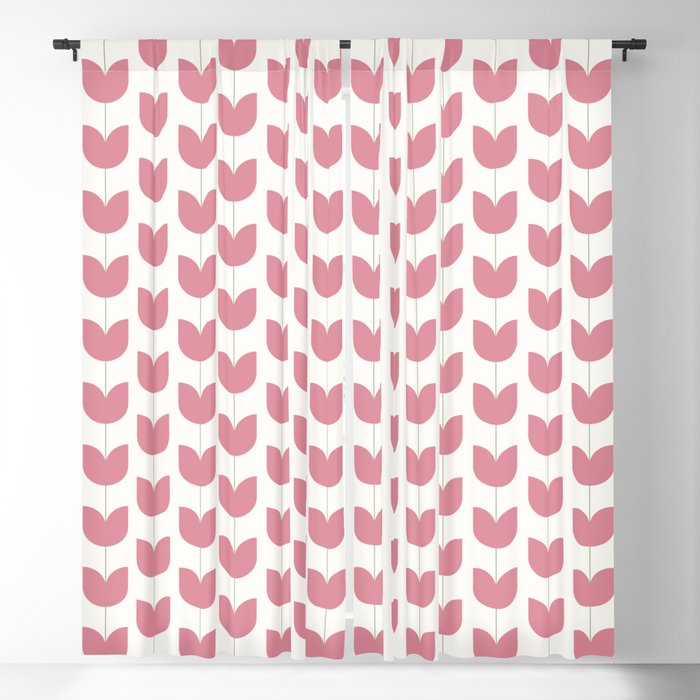Spring Tulips VII Pink Mid Century Flowers Window Curtain Gallery Image 5