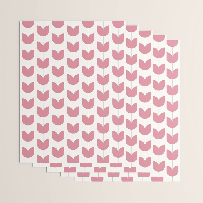 Spring Tulips VII Pink Mid Century Flowers Wrapping Paper Gallery Image 3