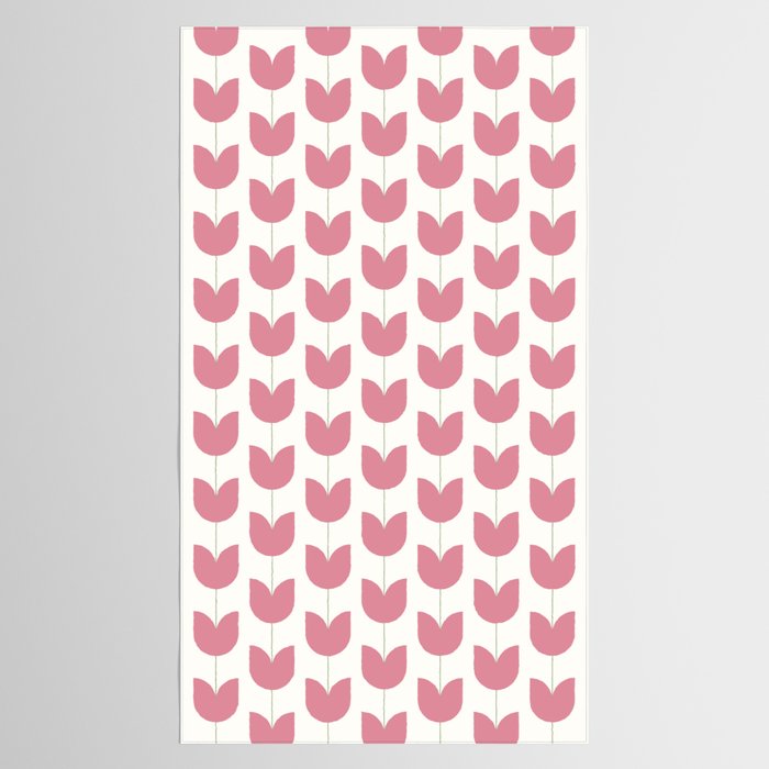 Spring Tulips VII Pink Mid Century Flowers Tablecloth Gallery Image 2