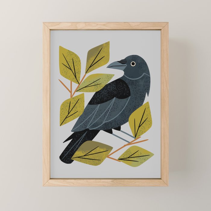 Perching Raven Mini Art Print Gallery Image 1