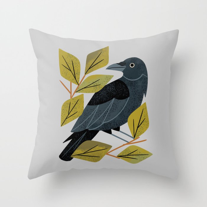 Perching Raven Throw Pillow Gallery Image 6