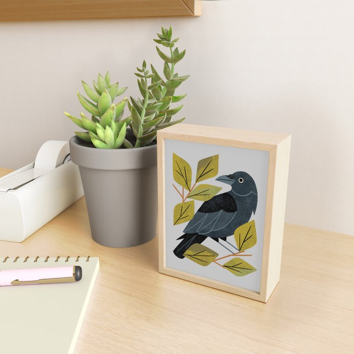 Perching Raven Mini Art Print Gallery Image 2