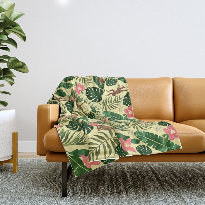 Tropical Garden-Yellow Throw Blanket Gallery Image 1