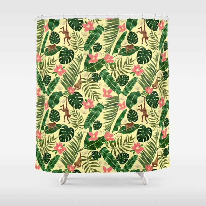 Tropical Garden-Yellow Shower Curtain Gallery Image 1