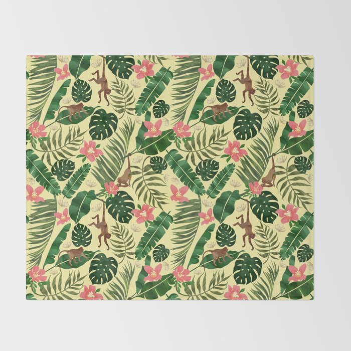 Tropical Garden-Yellow Throw Blanket Gallery Image 2