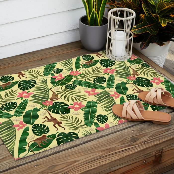 Tropical Garden-Yellow Outdoor Rug Gallery Image 2