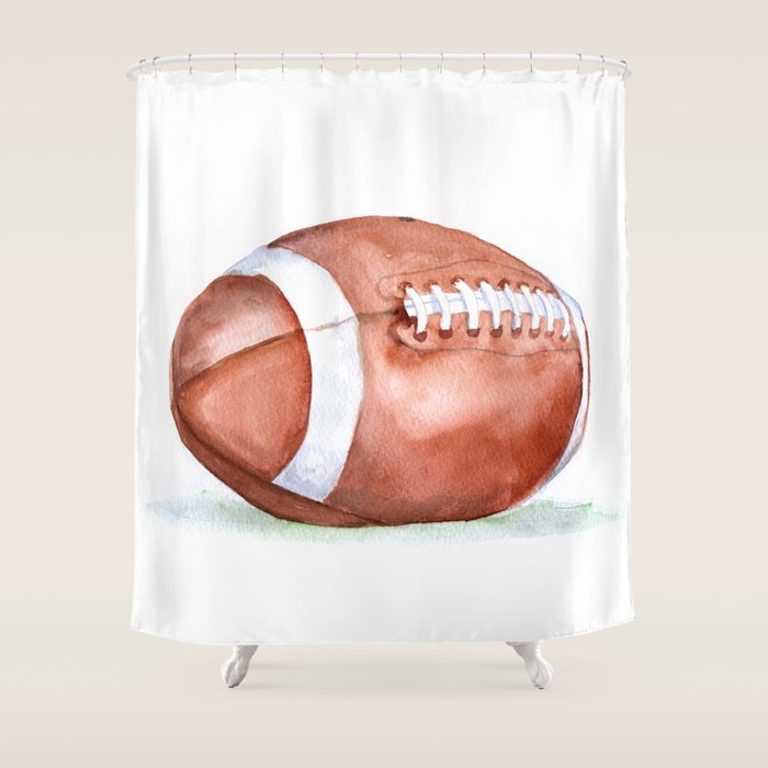 Football Watercolor Shower Curtain Gallery Image 1