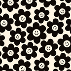 Retro Black & White Smiley Flower Pattern Coffee Mug Gallery Image 2