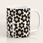 Retro Black & White Smiley Flower Pattern Coffee Mug Gallery Image 1