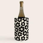 Retro Black & White Smiley Flower Pattern Wine Chiller Gallery Image 1