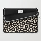 Retro Black & White Smiley Flower Pattern Laptop Sleeve Gallery Image 2