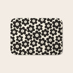Retro Black & White Smiley Flower Pattern Bath Mat Gallery Image 1