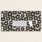 Retro Black & White Smiley Flower Pattern Desk Mat Gallery Image 1