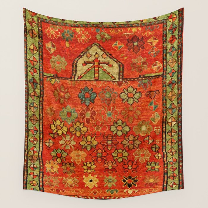Antique Caucasian Floral Rug Print Wall Tapestry Gallery Image 4