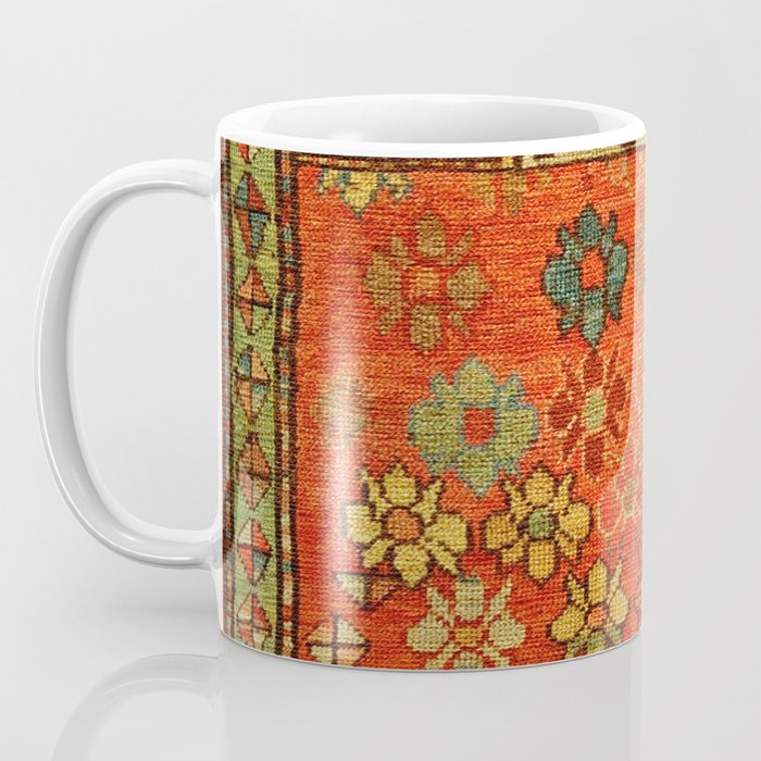 Antique Caucasian Floral Rug Print Coffee Mug Gallery Image 3
