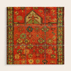 Antique Caucasian Floral Rug Print Wood Wall Art Gallery Image 1