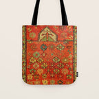 Antique Caucasian Floral Rug Print Tote Bag Gallery Image 1