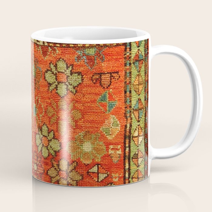 Antique Caucasian Floral Rug Print Coffee Mug Gallery Image 1